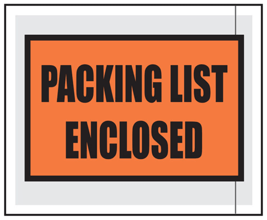 4.5 x 5.5″ Printed 100% Virgin LDPE Packing List Envelopes 1000 Per Case Full Side Design INVOICE ENCLOSED