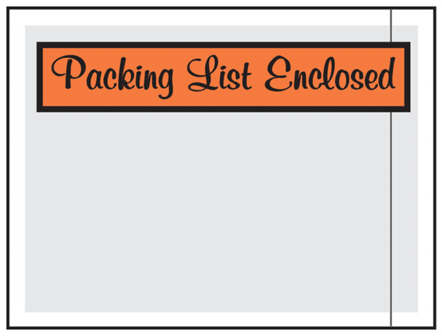 4.5 x 6″ Printed 100% Virgin LDPE Packing List Envelopes 1000 Per Case Elegant Script Side Block Design