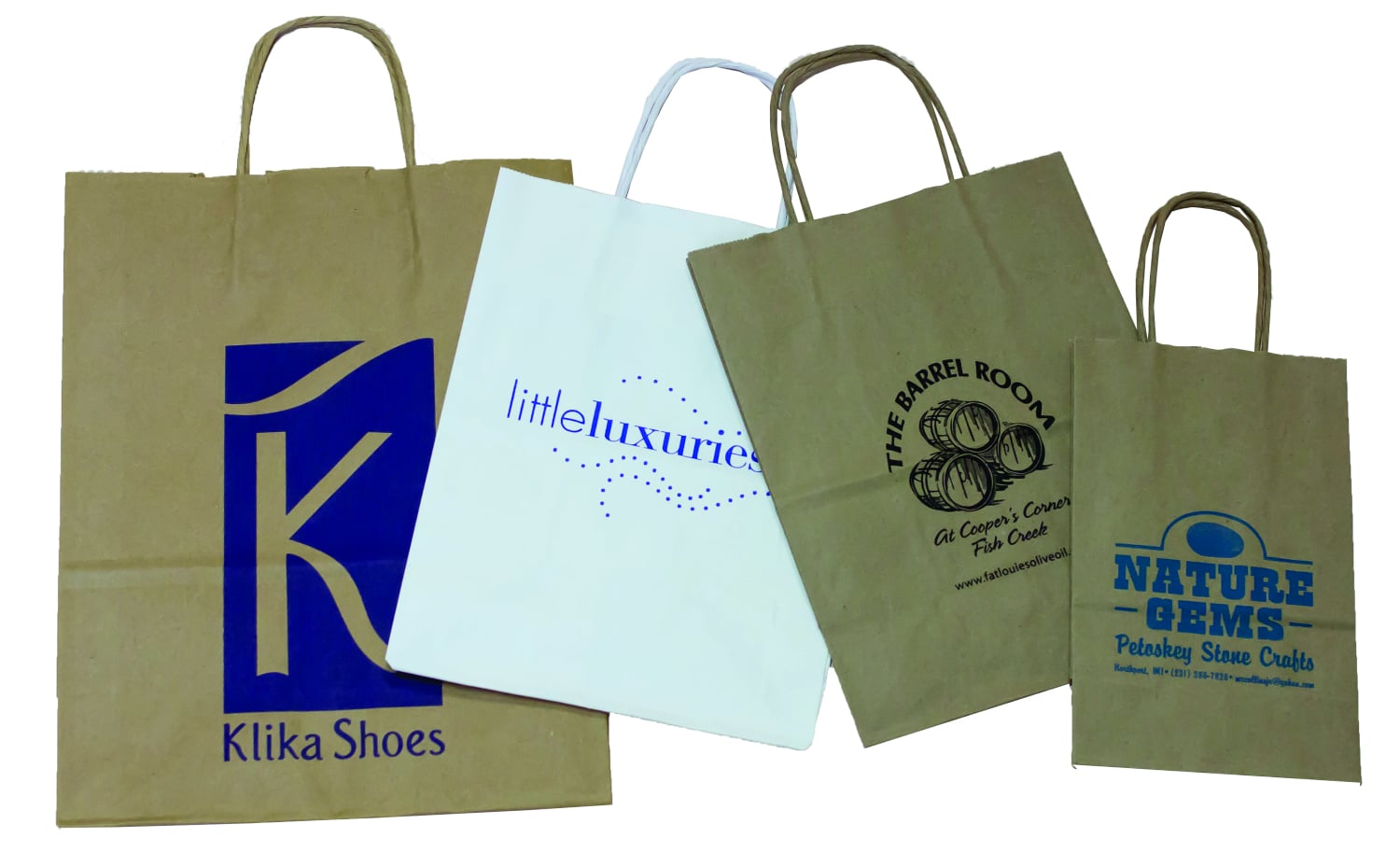 1000 Bags 10 x 7 x 12″ Custom Flexo Ink Printed Natural Kraft Paper Shopping Bags ($.84 each)